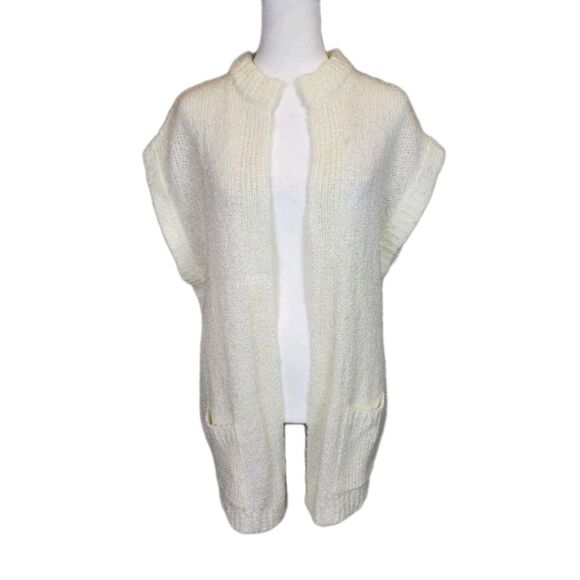 Vintage Collections Plus Womens Open Cardigan Size Large Ivory Pockets - Picture 1 of 9